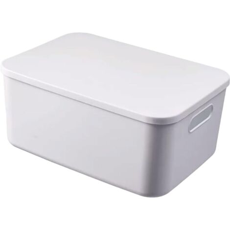 Stück stapelbare Aufbewahrungsbox aus Kunststoff, multifunktionale Aufbewahrungsbox mit Deckel, Aufbewahrungsbox mit Griff, weiße Aufbewahrungsbox, leicht