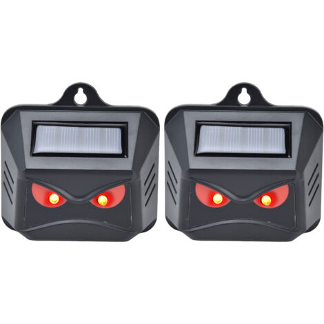 Stück Tierabwehrgeräte mit blinkender roter LED, wasserdicht, solarbetrieben, automatisches Aufladen, schwarzes ABS-Gehäuse zur Abschreckung