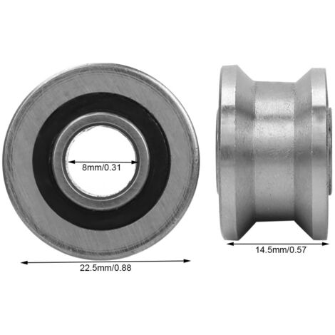 Stück U-förmige Gleitlagerrolle, T22-Nut-Flachlaufbahn, Abmessungen 8 x 22,5 x 14,5 mm