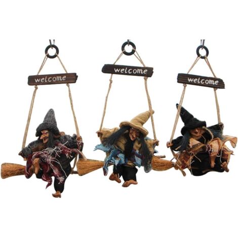 Stück Vintage-Halloween-Hängedekoration aus Holz, fliegende W