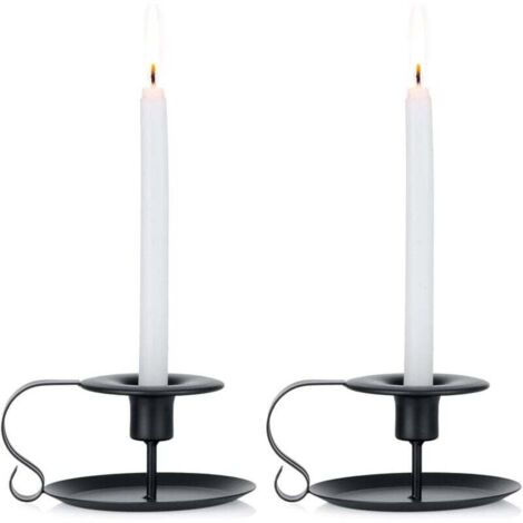 Stück Vintage-Kerzenständer aus Schmiedeeisen, langer Kerzenständer mit Griff und Tablett, für die Kerzenständerdekoration im Weihnachtsrestaurantzimmer