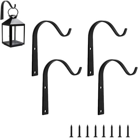 Stück Wandhaken zum Aufhängen von Pflanzen, Metallhaken zum Aufhängen im Garten, schwarze Wandhaken, für draußen, drinnen, Garten, Hängekörbe (schwarz)