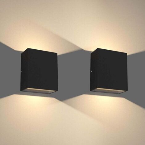 Stück Wandleuchten für drinnen und draußen, 6 W, LED, moderne Aluminium-Wandlampe, Up-Down-Wandbeleuchtung für Wohnzimmer, Eingangsbereich, Flur, Garten, 2700–3000 K, Warmweiß, Schwarz