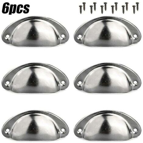 stücke Tasse Griffe Shell Pull Küche Schrank Schrank Tür Möbel Schublade Knöpfe Silber
