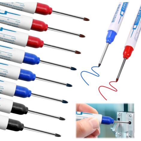 Stücke Unauslöschlicher Marker Feine Spitze, Permanentmarker Feine Spitze, Permanenter Filzstift Feine Spitze 30mm Langer Spitzenmarker für Holz, Metall, Heimwerkerwerkzeuge (Blau Rot Schwarz)