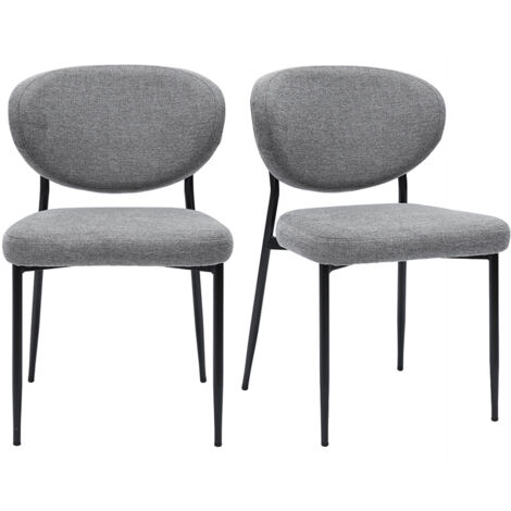 Stühle aus grauem samtartigem strukturiertem Stoff und schwarzem Metall (2er-Set) BREKA