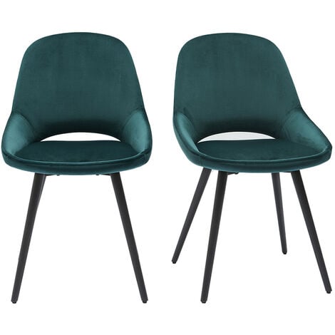 Stühle aus petrolblauem Samt und schwarzem Metall (2er-Set) BODEGA