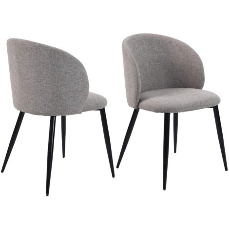 Stühle Mobili Rebecca Cordia 81x54x56 Polylinen Stoff Metall Taupe Grau Schwarz Modern SET 2 Stück Teilweise Montiert