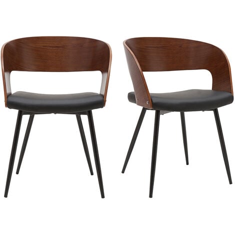 MILIBOO Stühle Walnussoptik und schwarze Sitzfläche (2er-Set) RIFF