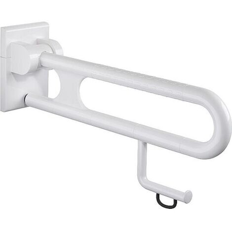 Stützklappgriff Normbau mit Papierrollenhalter + Abrollbremse, Nylon, weiß, 850 mm - 0447160019