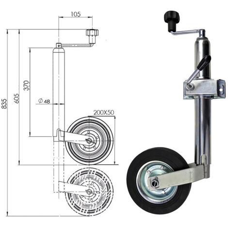 Stützrad + Befestigungsflansch Durchmesser 48mm