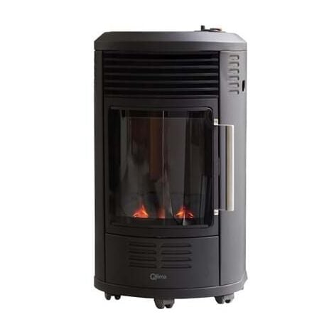 Stufa A Gas Gpl Da Interno 3,4 Kw Effetto Camino Nera