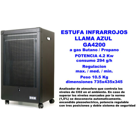 Stufa a gas HJM 4,2 kW modello GA4200 colore blu 810x470x365