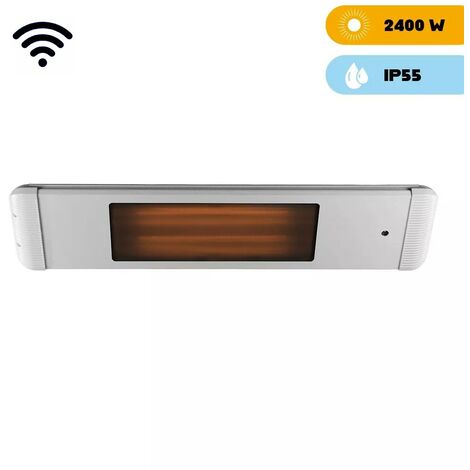Stufa Elettrica ad Infrarossi 118x25x7,5 cm da Parete 2400W Dimmerabile Moel Aaren Bianco