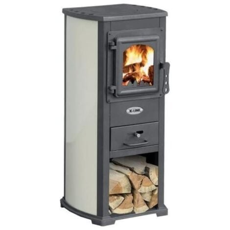 Stufa a legna 5,3 kW Karma Beige acciaio riscaldamento ambienti calore casa EKONOMIK LUX
