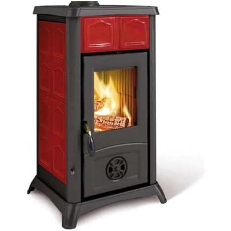 Stufa A Legna Ceramica Gemma Bordeaux