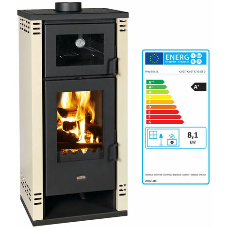 Stufa a Legna con Forno Cucino Camino Prity K2GT F 8.1kw. Borgogna