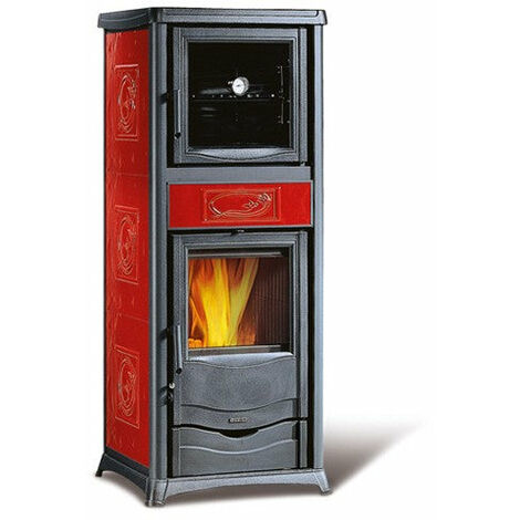 Stufa a legna con forno per cucinare 9,1 kW Rossella Plus Evo - red