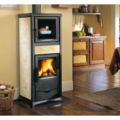 Stufa a legna con forno per cucinare 9,1 kW Rossella Plus Evo -  red