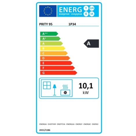 Stufa a legna con forno Prity 1P34L – 10,1 kW, Nero Grafite, Classe A, Piano Cottura in Metallo