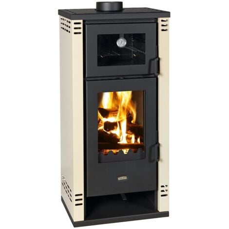 Stufa a legna con forno Prity K2 GT F – 8,1 kW, Avorio, Classe A+, Design Elegante