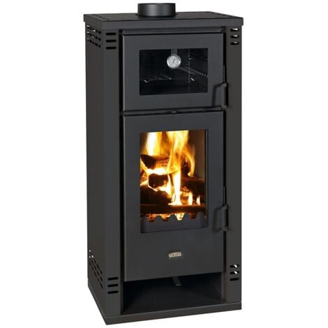 Stufa a legna con forno Prity K2 GT F – 8,1 kW, Nero Grafite, Classe A+, Design Moderno