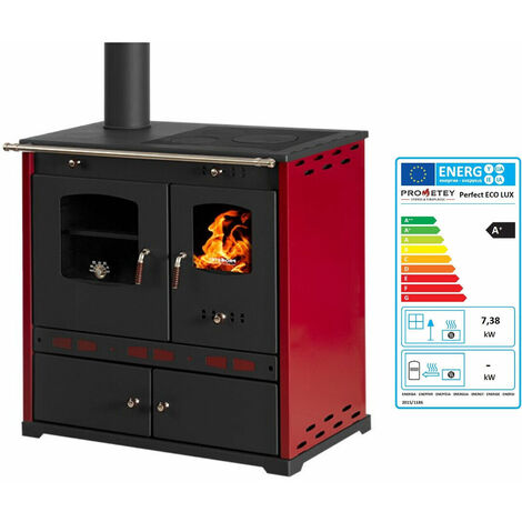 Stufa a Legna Cucina con piano in ceramica Prometey Eco Retro - 7.38 kw EEK A+