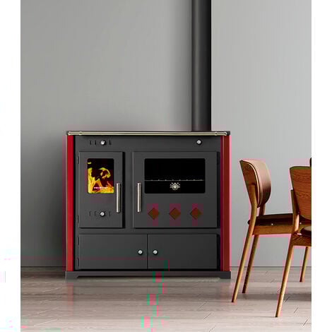 Stufa a Legna Cucina con piano in ceramica Prometey Practik Lux - 9,5 kw EEK A+