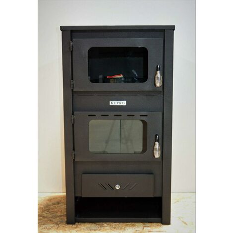Stufa a legna da 14 kW con forno, bruciatore a legna e camino