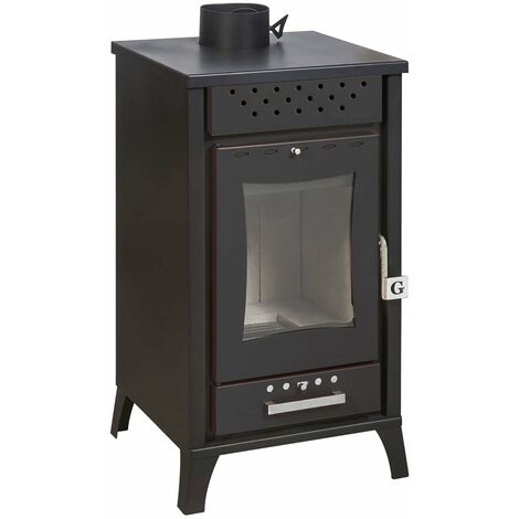 Stufa a legna Efesto 15 kW in acciaio verniciato caminetto h 91 cm