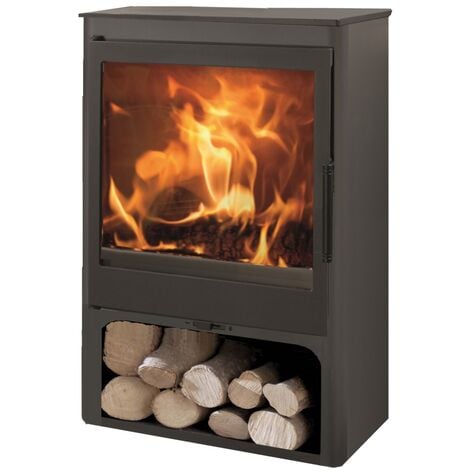 Stufa a Legna in Ghisa 12,5 kW 54x49,3x94,6 cm Lava Nera