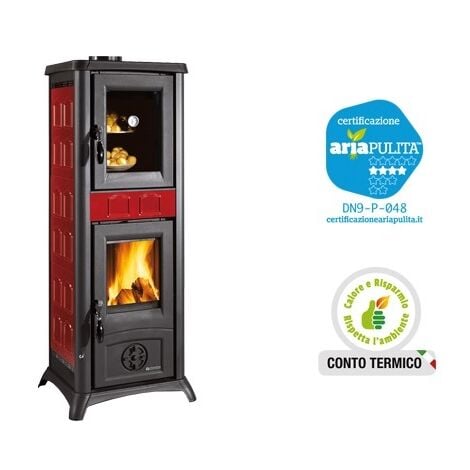 STUFA A LEGNA GEMMA CON FORNO NORDICA POTENZA 7,2 KW STUFE CM. 46x49xH121