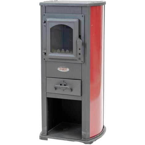 stufa a legna ignip "berna lux" rosso scuro 7 kw