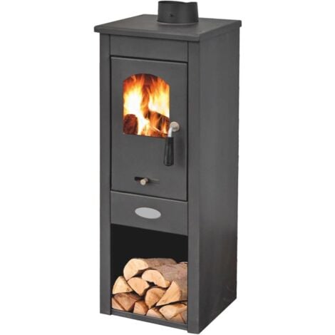 Stufa A Legna Karso 5,2 kW In Acciaio Blist Lux LM Antracite Con Portalegna Slim