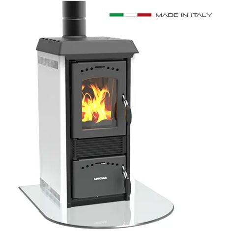 Stufa a legna Lincar Gioia 470 AZ potenza 6,5kW colore bianco