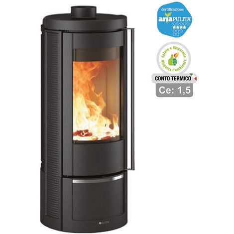 Stufa a legna marlena 7,5 kw nera (conto termico) - misure cm.45,0x45,0x105,0h. - peso kg.150