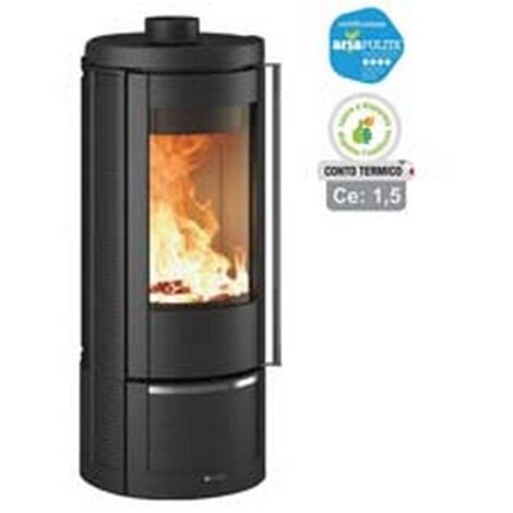 STUFA A LEGNA MARLENA 7,5 KW NERA (CONTO TERMICO) - MISURE CM.45,0X45,0X105,0H. - PESO KG.150