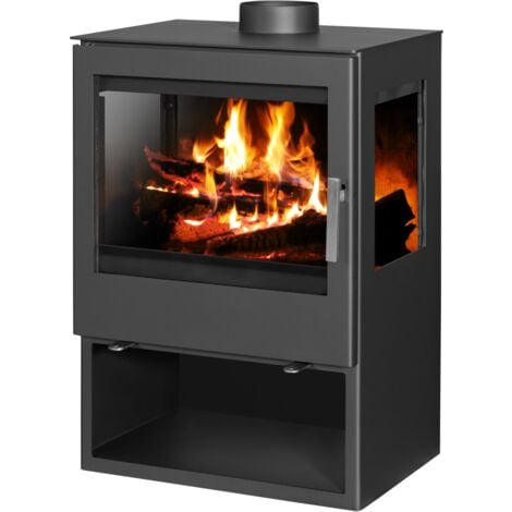 Stufa a Legna Modena V05 – 9,76 kW con Ampia Finestra Frontale e Due Finestre Laterali Panoramiche