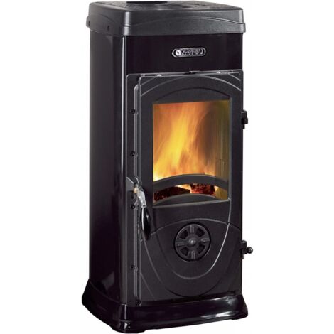 Stufa a Legna Nordica Ghisa e Acciaio 6,3kW Riscaldamento 143m3- Nero