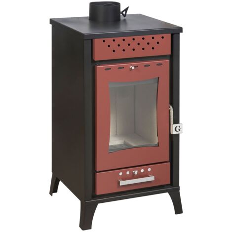 Stufa A Legna Olga Rossa potenza 15 Kw L45,5xp48,5xh91