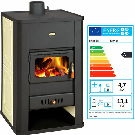 Stufa a legna per impianto di riscaldamento centralizzato. Peccato S3W17. 17 + 5kw Potenza di riscaldamento - black