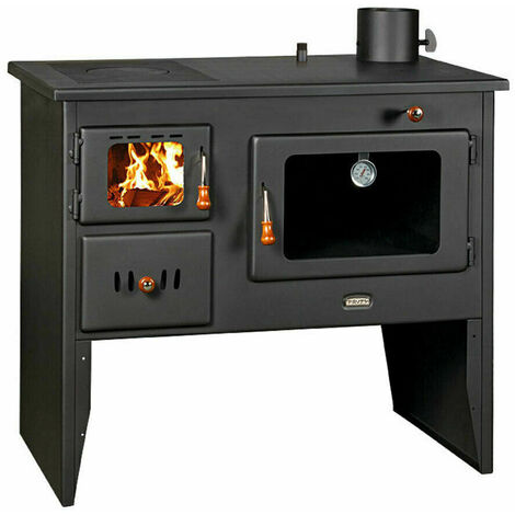 Stufa a legna per riscaldamento centralizzato con forno. 12 + 4kw Potenza termica - black