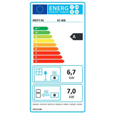 Stufa a legna Prity K12 – 10,4 kW, Nero Grafite, Classe A, Design Compatto