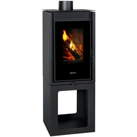 Stufa a legna Prity PMV-TV – 11 kW, Nero Grafite, Classe A, Design Panoramico
