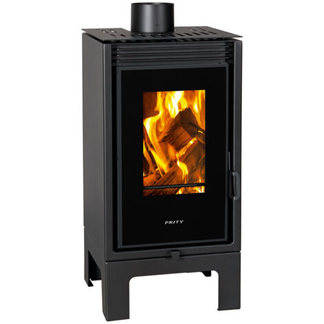 Stufa a legna Prity PMV-TV SL – 11 kW, Nero Grafite, Classe A, Design Panoramico
