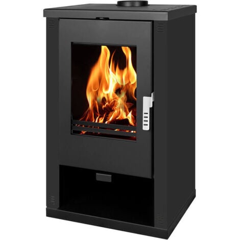Stufa a Legna Verso Theia - 9 kW  Pannelli Laterali Verniciati Neri e Design Contemporaneo