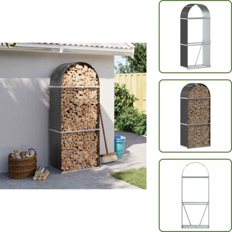 Stufa a legna - vidaXL Portalegna Antracite 80x45x190 cm Acciaio Zincato - Stoccaggio legna