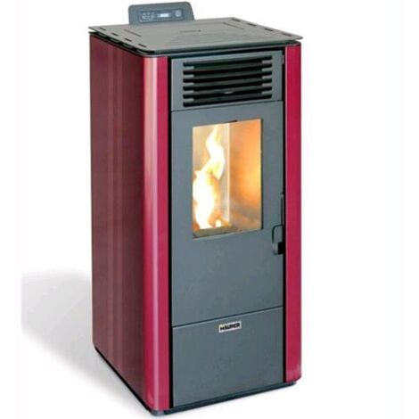 STUFA a PELLET 10KW MAURER MODELLO 12 colore BORDEAUX 47x47x99H cm