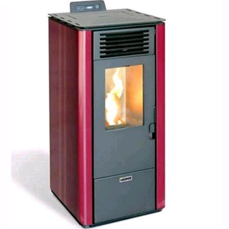 STUFA a PELLET 9KW MAURER MODELLO 10 colore BORDEAUX 47x47x90H cm