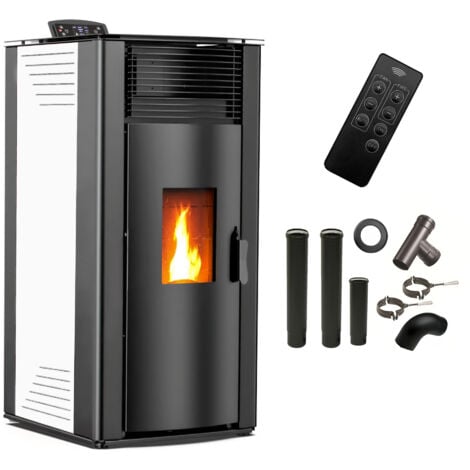 Stufa a pellet ad aria Anita da 15 kW Sannover Bianco + Kit di raccordo per fumista